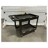 Two-Tier Black Rolling Plastic Utility Cart ... 33 x 45 x 26 Inches