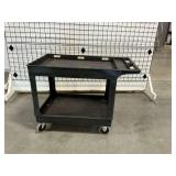 Two-Tier Black Rolling Plastic Utility Cart ... 33 x 45 x 26 Inches