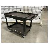 Two-Tier Black Rolling Plastic Utility Cart ... 33 x 45 x 26 Inches