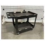 Two-Tier Black Rolling Plastic Utility Cart ... 33 x 45 x 26 Inches