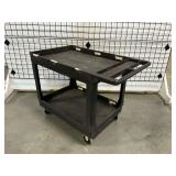 Two-Tier Black Rolling Plastic Utility Cart ... 33 x 45 x 26 Inches