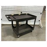 Two-Tier Black Rolling Plastic Utility Cart ... 33 x 45 x 26 Inches
