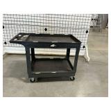 Two-Tier Black Rolling Plastic Utility Cart ... 33 x 45 x 26 Inches