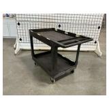 Two-Tier Black Rolling Plastic Utility Cart ... 33 x 45 x 26 Inches