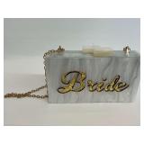 Bride Box Clutch with Gold Tone Chain