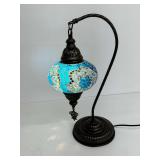 White and Blue Decorative Turkish Style Stained Glass Lamp