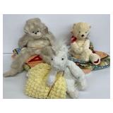 Three Plush Toys and Three Blankets