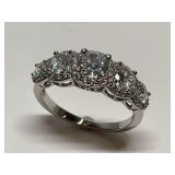 Sterling Silver Multi Brilliant Cut Cz Gemstone Ring, Size 10