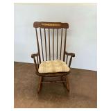 Wooden Spindle Back Rocking Chair with Floral Detail