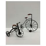 Two Metal Tricycle Models with Wooden Accents