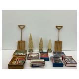 Three Decorative Trees, Two Malt Design Shovels, and Boxes of Christmas Cards