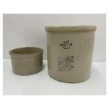 Western Stoneware 5 Gallon Crock and Small Crock