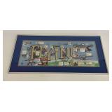 14 x 30 in. Framed and Matted Whimsical Themed Cartoon Print "Flying", Signed Peter 1987 (Peter Prints)