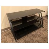 Three Tier Black Entertainment Stand w/ Glass Shelves ... 22 x 42 x 20