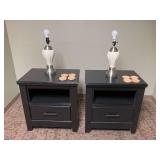 Pair of Nightstands w/ Lamps & Coasters ... 27 x 25 x 16 inches each