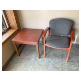 Wooden Frame Armchair and Matching Side Table Set