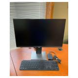 Dell Monitor with Logitech Keyboard and 65W Power Adapter