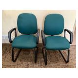 (2) Green Office Style Chairs ... 37 x 23 x 26 inches