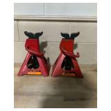 Pair of 3-Ton Red Steel Jack Stands