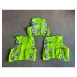 (3) High-Visibility Neon Yellow EMS Safety Vests with Pockets