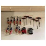 Craftsman Hand Tool Lot: Ratcheting Wrenches, T-Handle Torx Keys, and Hex Key Sets