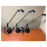 (3) Black Adjustable Architect Desk Lamps