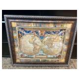 Framed Decorative World Map Print with Biblical Quote Matthew 28:19