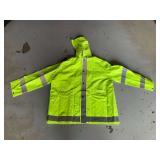 High-Visibility Emergency Services Waterproof Rain Jacket with Hood ... Size Large
