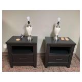 Pair of Nightstands w/ Lamps & Coasters ... 27 x 25 x 16 inches each