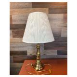 Polished Brass Table Lamp with Pleated White Shade
