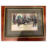 Framed Equestrian Print Featuring Police Escort and Carriage Scene ... 14 x 18 inches