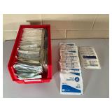 Medical Gauze Pads in Red Plastic Organizer Tray