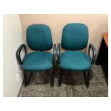 (2) Green Colored Office chairs ... 36 x 23 x 21 inches