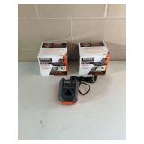 Ridgid 12V Lithium-Ion Battery Charger (Model R86045) and Two VF3400 Wet/Dry Vac Filters
