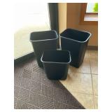 (3) Rubbermaid Black Plastic Waste Baskets