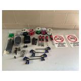 Mixed Hardware, Electrical Wire, Tools, and Safety Signs