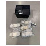 Emergency Light Fixtures with Hardware in Plastic Storage Tote