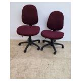 (2) Maroon Desk Chairs with Rolling Bases
