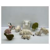 Ceramic Farm Animal Figurines and Whimsical Cow Design Planter