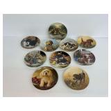 (10) Decorative Ceramic Plates with Dog Imagery