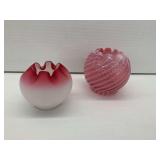 (2) Art Glass Rose Bowls