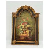 Framed Floral Still Life Print with Doves