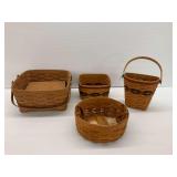 (4) Longaberger Wooden Woven Baskets
