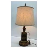 Table Lamp with Wooden Base and Fabric Shade... works