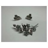 Krementz Floral Rhinestone Brooch and Earring Set