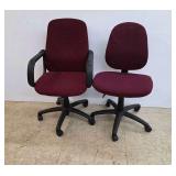 (2) Office Chairs in Burgundy Fabric