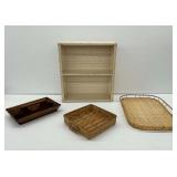 Woven Storage Items Including Wall Shelf and Trays