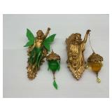 (2) Vintage Figural Wall Plaques with Hanging Lanterns