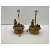 (2) Thorens Wooden Music Boxes with Anri Figures