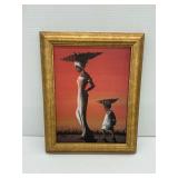 Elaine Dungill 1998 "African Mother and Child" Lithograph on Canvas Framed Art